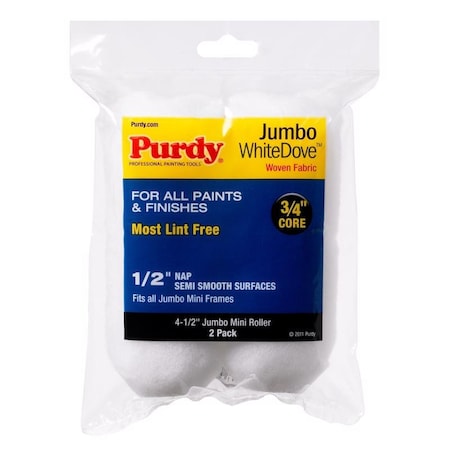 Purdy Purdy White Dove Woven Fabric 4.5 in. W X 1/2 in. Jumbo Mini Paint Roller Cover 2 pk 14G624013